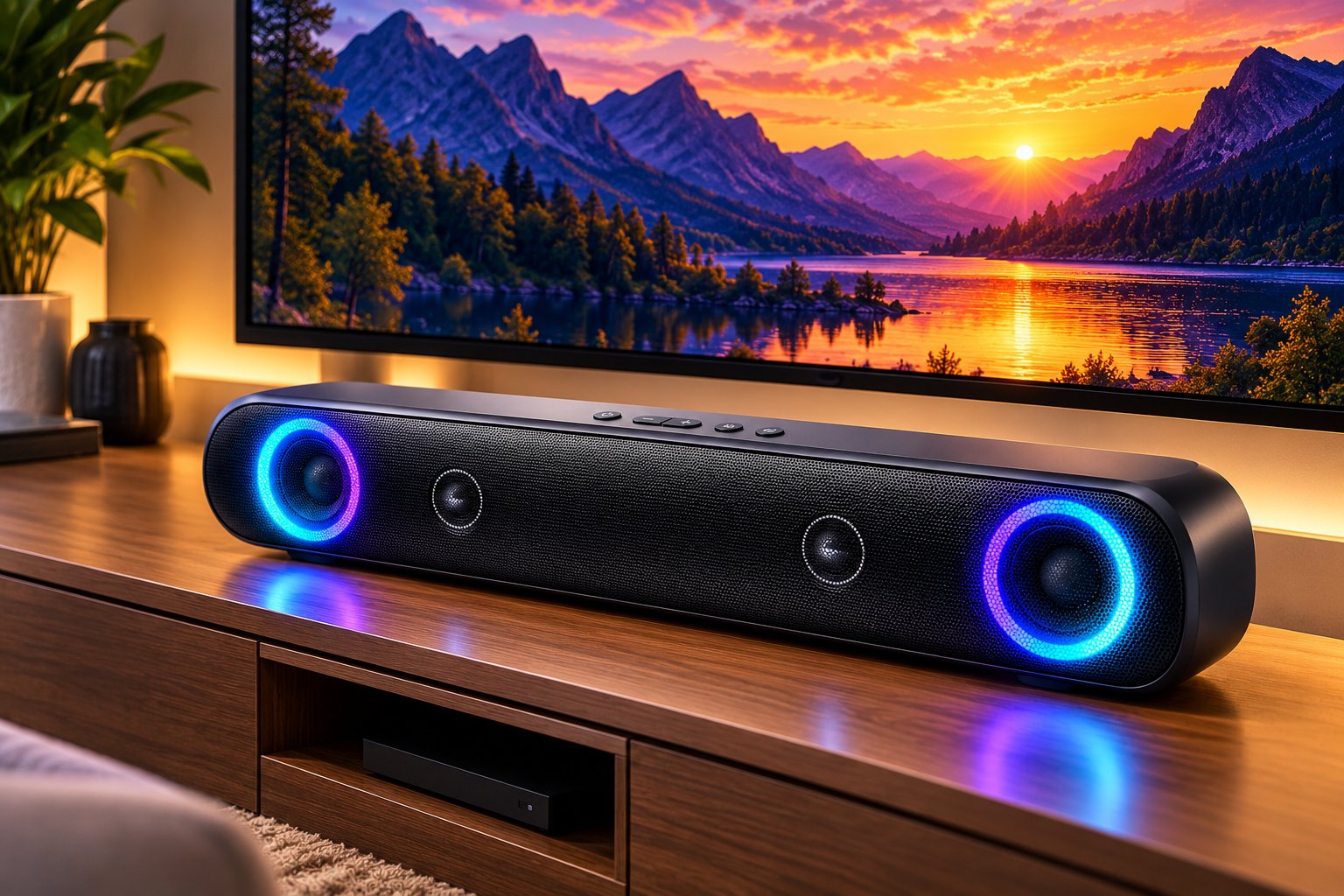 Wireless Soundbar with LED Lights & Bluetooth 5.0 2